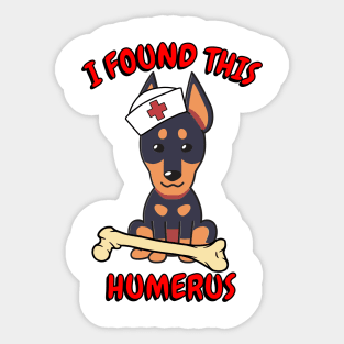 Funny alsatian tells a lame joke Sticker